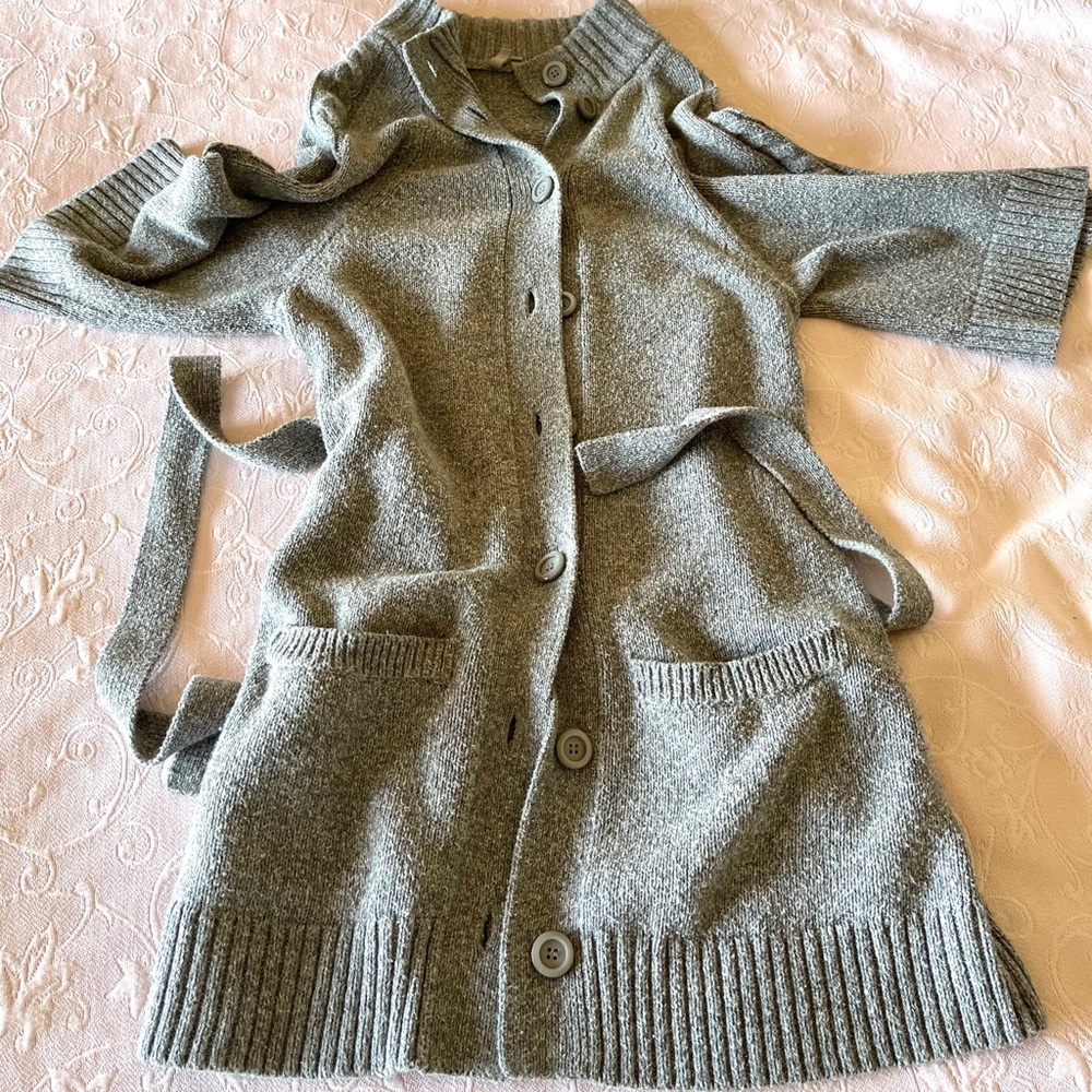 belt long sweater cardigan
